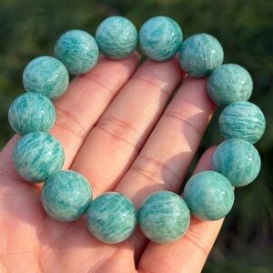 15mm chunky stretchable natural Amazonite bracelet 1184